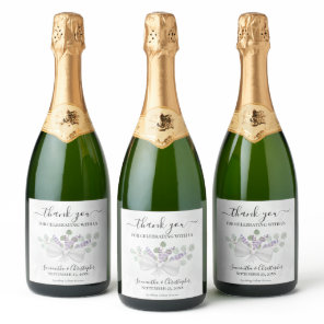 Eucalyptus & Lavender Bouquet Wedding Thank You Sparkling Wine Label