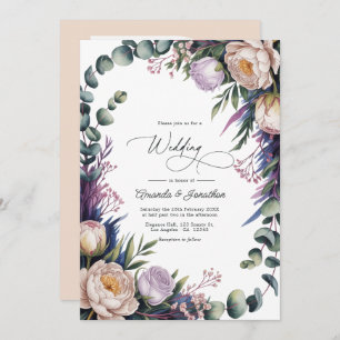 Eucalyptus, Lavender & Champagne Blush Wedding Invitation