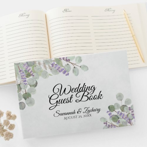 Eucalyptus  Lavender Elegant Boho Chic Wedding Guest Book