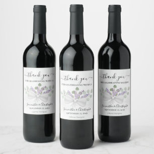 Eucalyptus & Lavender Elegant Wedding Thank You Wine Label