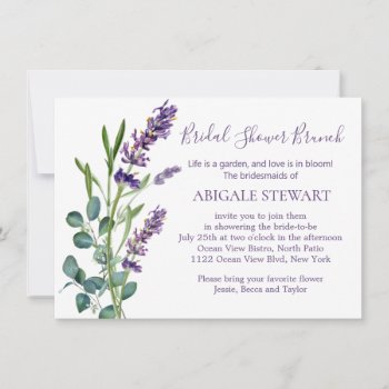 Eucalyptus Lavender Flowers Bridal Shower Invitation by IrinaFraser at Zazzle
