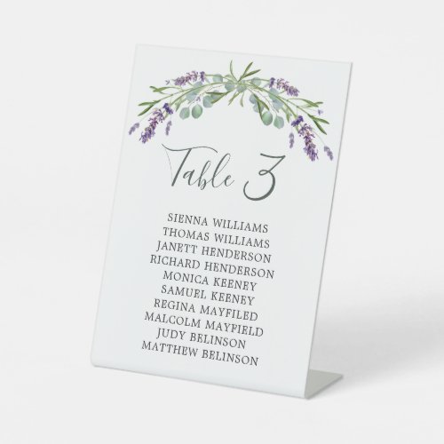 Eucalyptus Lavender Flowers Seating Chart  Pedestal Sign