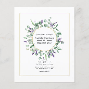 Eucalyptus Lavender Geometric Gold Wedding Flyer