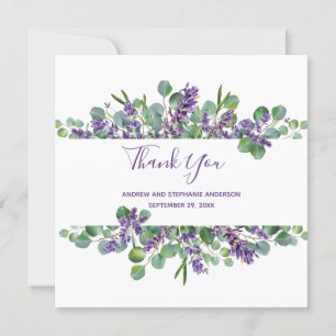 Eucalyptus Lavender Greener Wedding Thank you card