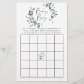Eucalyptus Lavender Greenery Baby Shower Bingo (Front)
