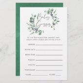Eucalyptus Lavender Greenery Baby Shower Game (Front/Back)