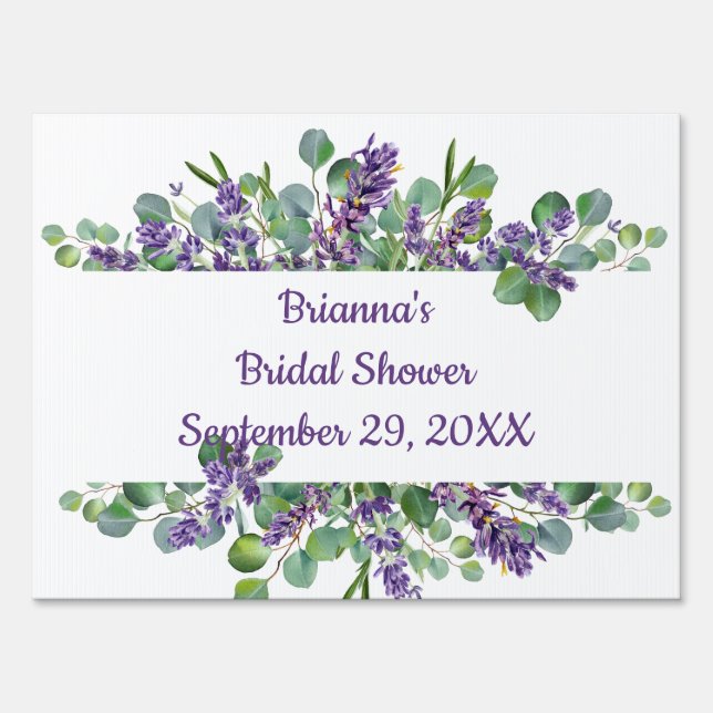 Eucalyptus Lavender Greenery Bridal Shower yard Sign (Front)
