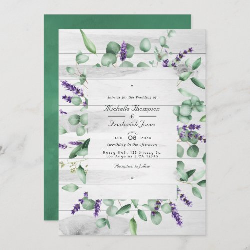 Eucalyptus Lavender Greenery QR Code RSVP Wedding Invitation