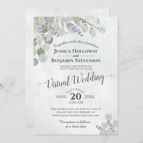 Eucalyptus Lavender  Greenery Virtual Wedding Invitation