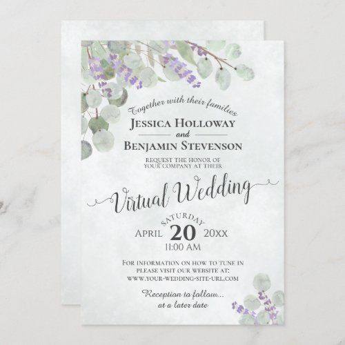 Eucalyptus Lavender  Greenery Virtual Wedding Invitation