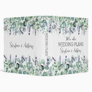 Eucalyptus Lavender Greenery Watercolor Wedding 3 Ring Binder