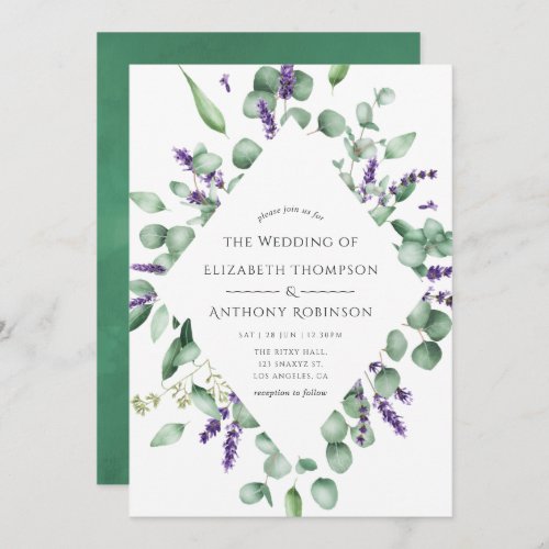 Eucalyptus Lavender Greenery Wedding Invitation