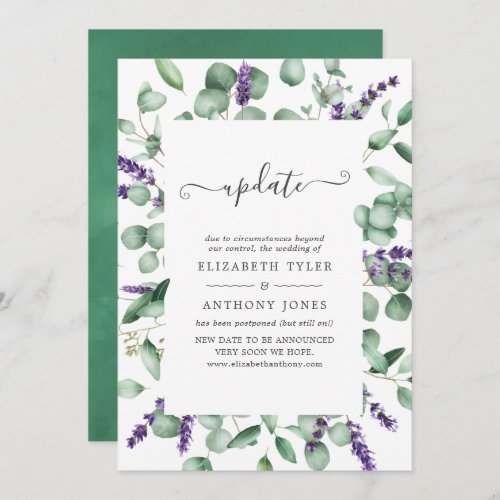 Eucalyptus Lavender Greenery Wedding Update Invitation