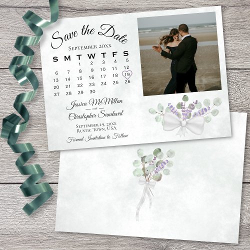 Eucalyptus  Lavender Photo  Calendar Wedding Save The Date