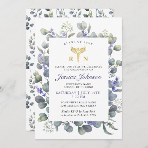 Eucalyptus Lavender PHOTO Nursing Graduation Party Invitation