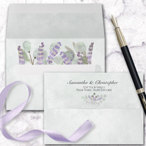 Eucalyptus  Lavender Rustic Boho Chic Wedding Envelope