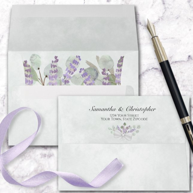 Eucalyptus & Lavender Rustic Boho Chic Wedding Envelope (Creator Uploaded)