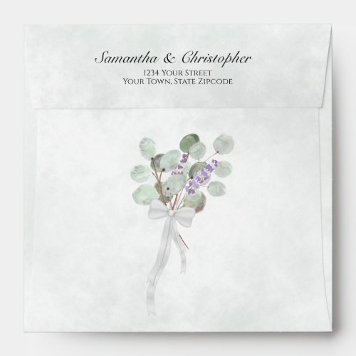 Eucalyptus  Lavender Rustic Boho Square Wedding Envelope