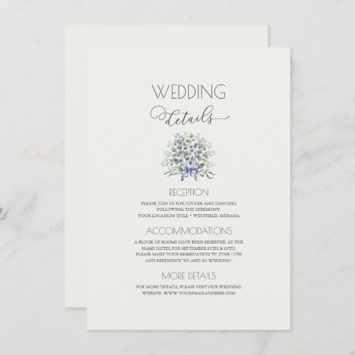 Eucalyptus  Lavender Spray Wedding Details Enclosure Card