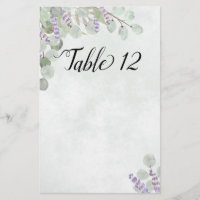 Eucalyptus & Lavender Table Seating Chart Blank