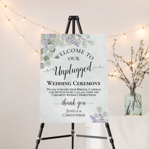 Eucalyptus  Lavender Unplugged Wedding Ceremony Foam Board