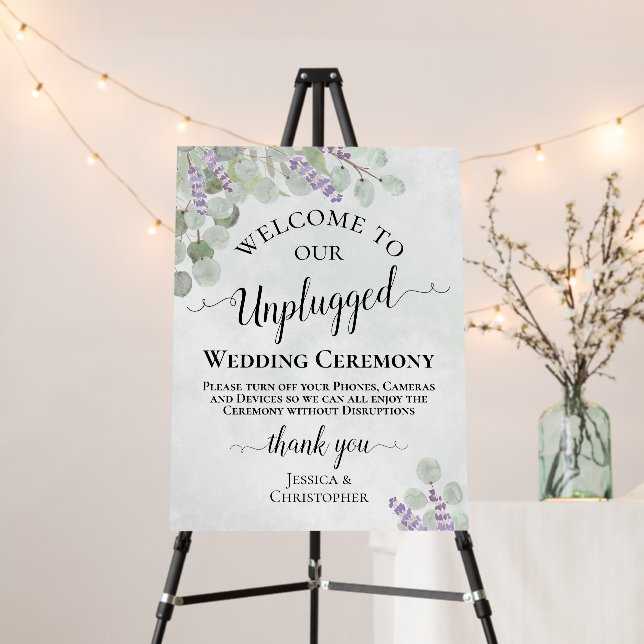 Eucalyptus & Lavender Unplugged Wedding Ceremony Foam Board (In Situ (Stand))