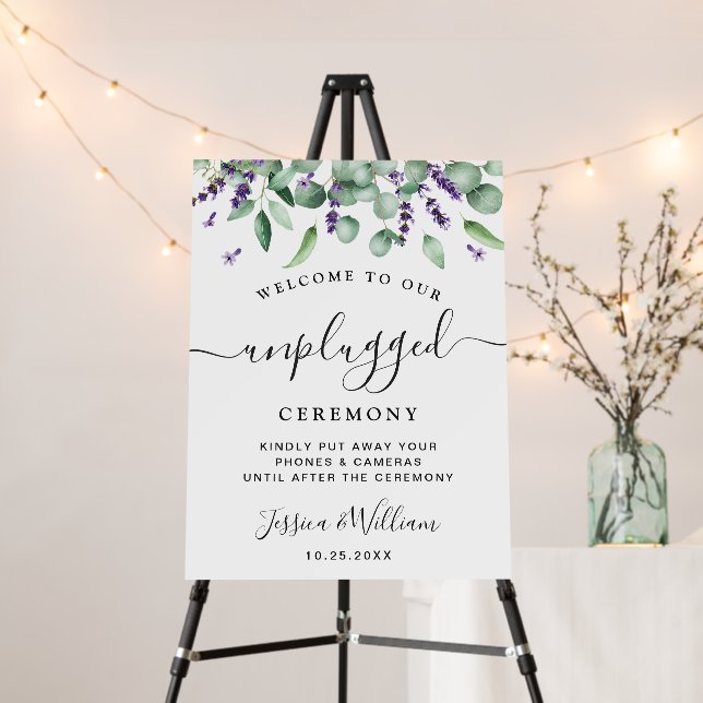 Eucalyptus Lavender Unplugged Wedding Ceremony Foam Board (In Situ (Stand))