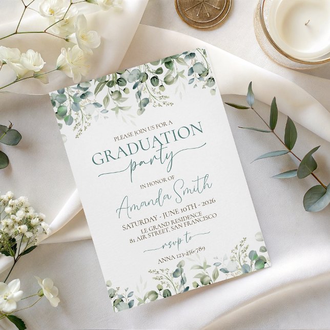 Eucalyptus Leaf Border Graduation Invite (Creator Uploaded)