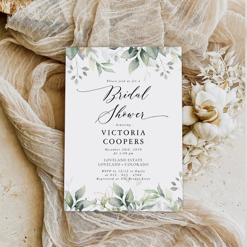 Eucalyptus Leaf Bridal Shower Invitation