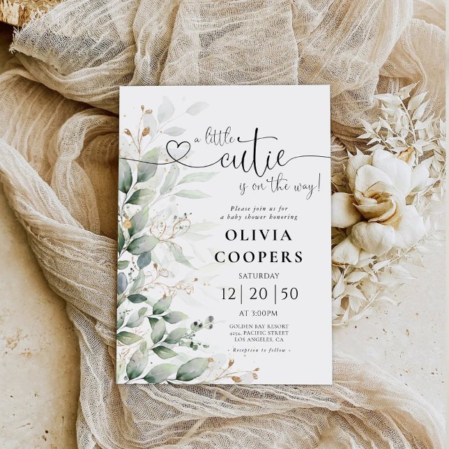 Eucalyptus Leaf Greenery Baby Shower Invitation (Creator Uploaded)