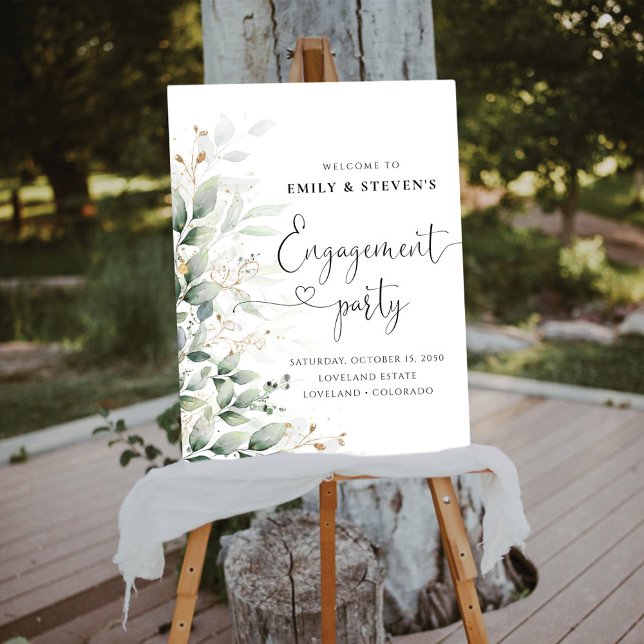 Eucalyptus Leaf Greenery Engagement Party Foam Board (Creator Uploaded)