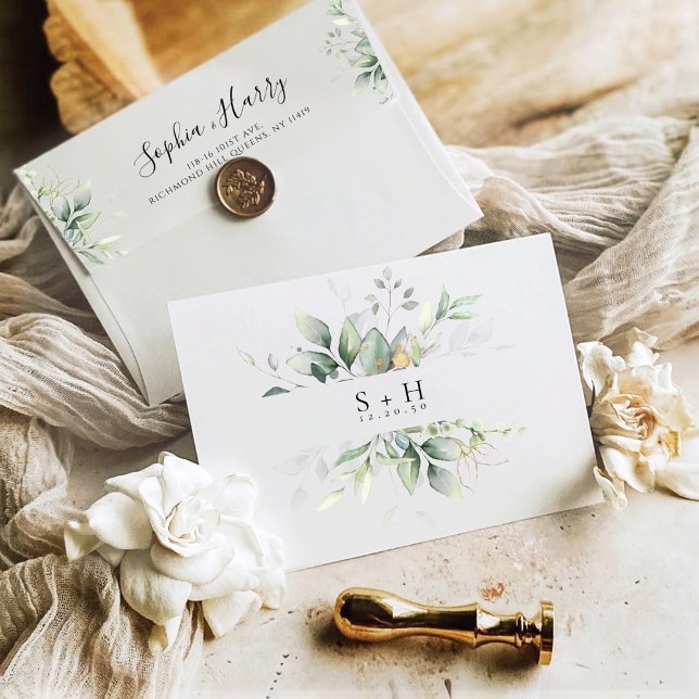 Eucalyptus Leaf Greenery Wedding Envelope (Creator Uploaded)