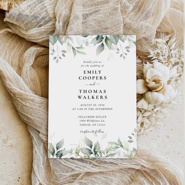 Eucalyptus Leaf Greenery Wedding Invitation (Creator Uploaded)