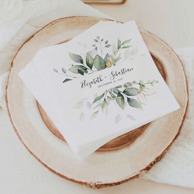 Eucalyptus Leaf Greenery Wedding Napkins (Creator Uploaded)