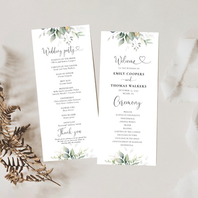 Eucalyptus Leaf Greenery Wedding Program (Creator Uploaded)