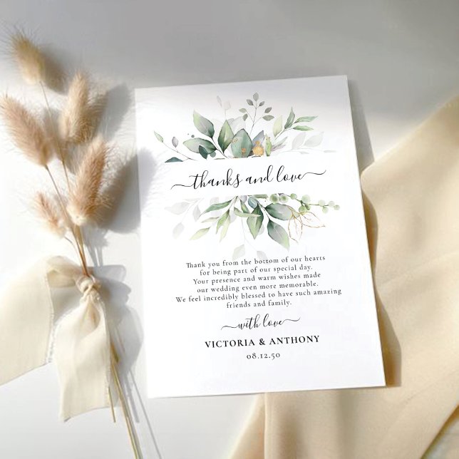 Eucalyptus Leaf Greenery Wedding Thank You Cards (Creator Uploaded)