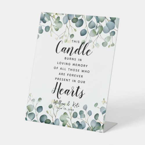 Eucalyptus leaf Memory candle sign wedding