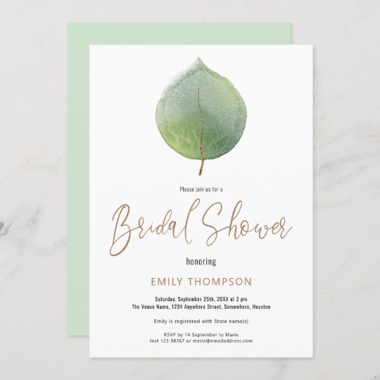 Eucalyptus Leaf Script Bridal Shower Invitation