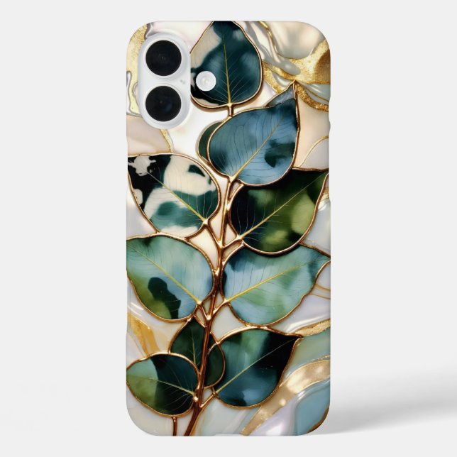 Eucalyptus Leaf Stained Glass Phone Case (Back)