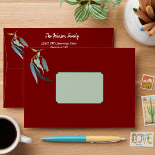 Eucalyptus Leaf Watercolor Addressed Christmas Envelope