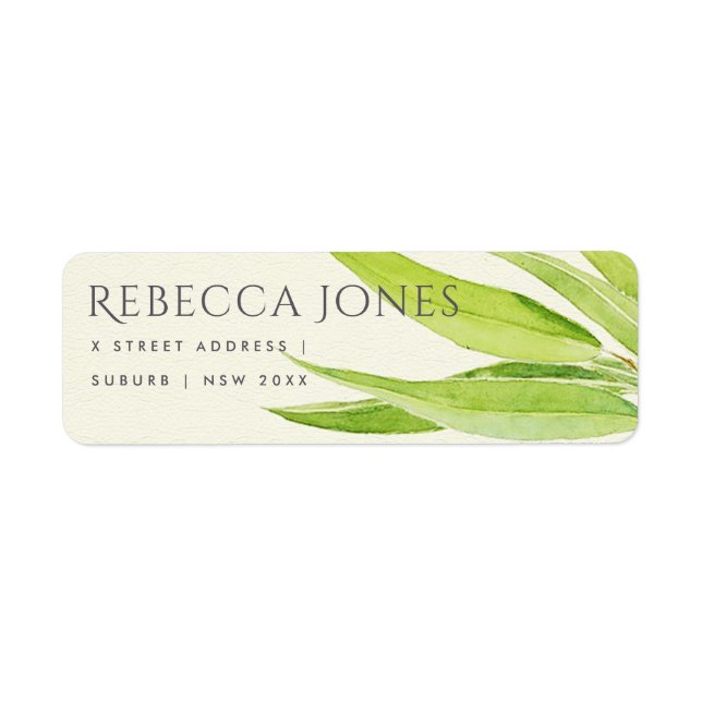 EUCALYPTUS LEAF WATERCOLOUR FOLIAGE ADDRESS LABEL (Front)