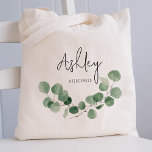 Eucalyptus leaf Wedding Bridesmaid  Tote Bag<br><div class="desc">This Eucalyptus leaf bridesmaid gift tote bag is something your bridesmaids can still use after your wedding day. Get creative by stuffing this cute floral tote bag with your favorite gifts for your bridesmaids, maid of honor, matron of honor, mother of the bride, mother of the groom, flower girl… You...</div>