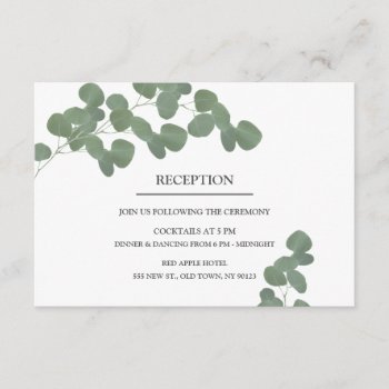 Eucalyptus Leaf Wedding Reception Cards by FancyMeWedding at Zazzle