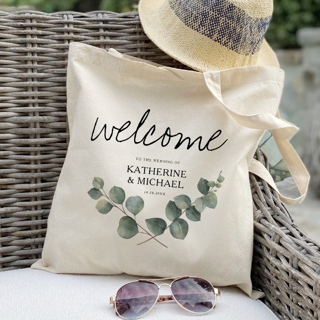 Eucalyptus leaf wedding welcome favor tote bag (Creator Uploaded)