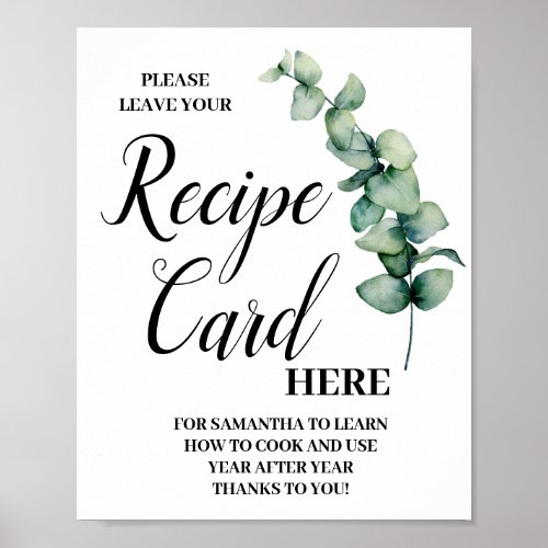 Eucalyptus Leave Recipe Card Here Sign