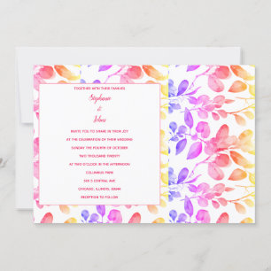 Eucalyptus Leaves Abstract Art Pink Modern Wedding Invitation