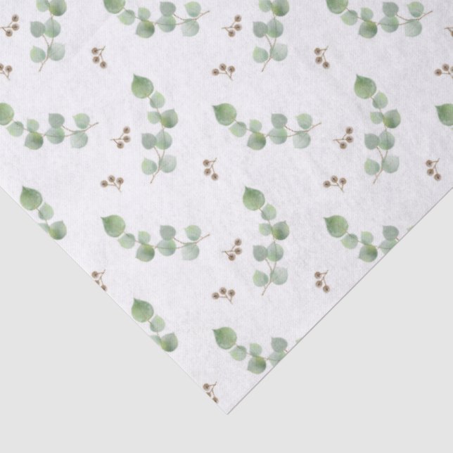 Eucalyptus Leaves and Branches Watercolor Pattern  Tissue Paper (Detail)