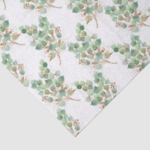Eucalyptus Leaves and Branches Watercolor Pattern Tissue Paper