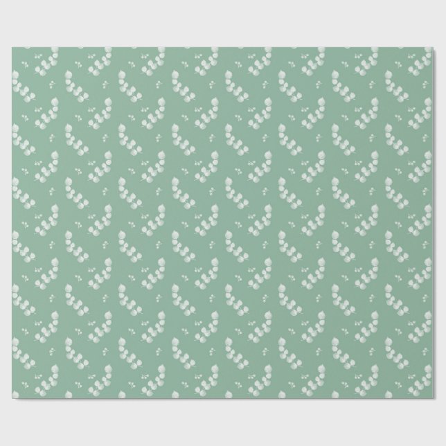 Eucalyptus Leaves and Branches Watercolor Pattern  Wrapping Paper (Flat)