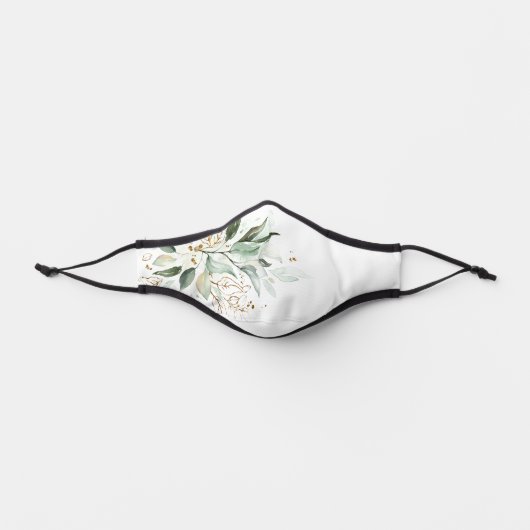 Eucalyptus Leaves and Gold Greenery Foliage Premium Face Mask (Front)